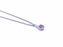 Silver Round Ruby Pendant & Chain 16-18 Inch