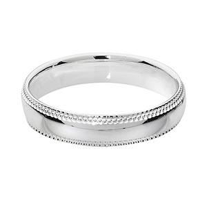 Silver Millgrain Tradtional Court Wedding Ring