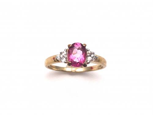 9ct Pink Topaz & Zircon Ring
