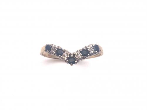 9ct Sapphire & Diamond Wishbone Ring