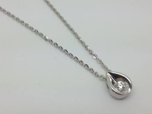 Silver Swarovski Pear Pendant & Chain (0.10ct)