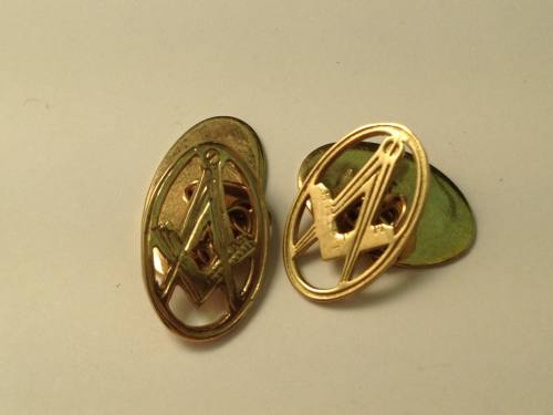 9ct Yellow Gold Oval Masonic Cufflinks