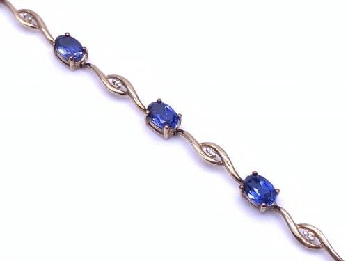 9ct Synthetic Sapphire&Diamond Bracelet